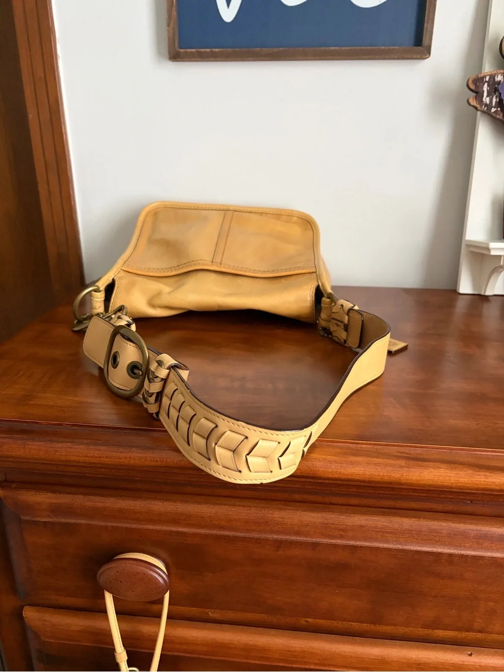 Coach Bleecker Natural Leather Shoulder Bag & Wristlet Tattersall Lining *READ*